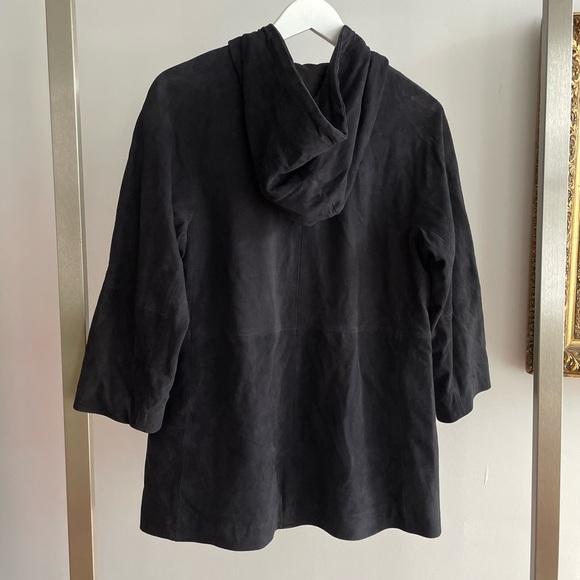 Georges Rech Black Suede Goatskin Hooded Zip-Up Jacket - Picture 4 of 7
